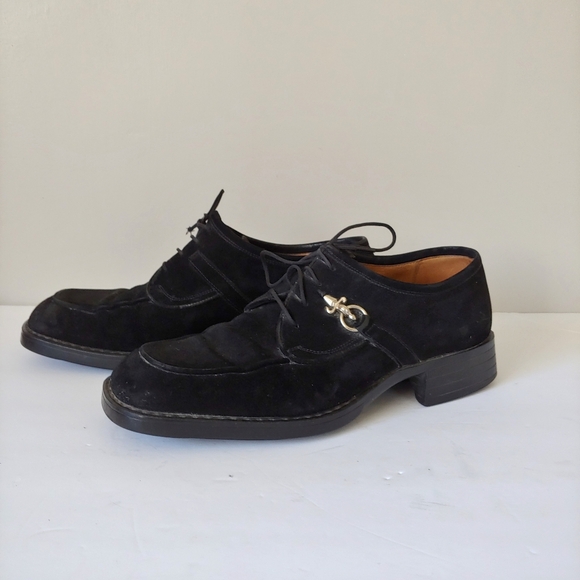 Cesare Paciotti Suede Lace Up Oxfords Loafers Black Size 7 - Picture 3 of 16